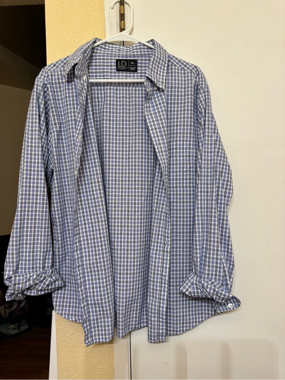 Men’s Blue Gingham Button-Down Shirt